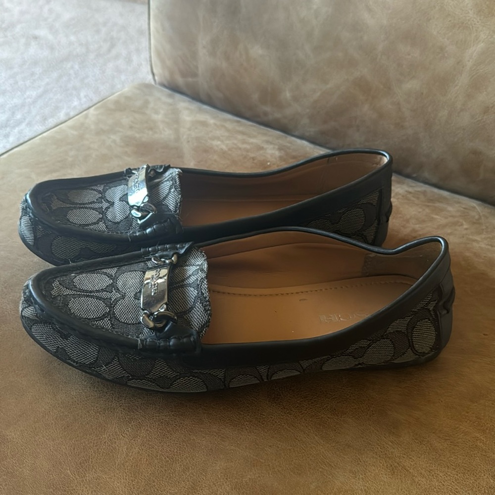 Coach Signature Black logo loafers 7.5